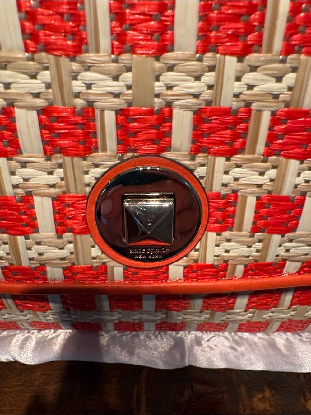 Kate Spade RARE Natalia Coral Leather & Raffia Shoulder/Crossbody MSRP $349 - Picture 4 of 11